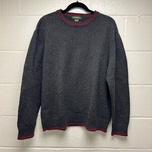 Eddie Bauer Knit Charcoal Gray Sweater with Red Accents Size Large